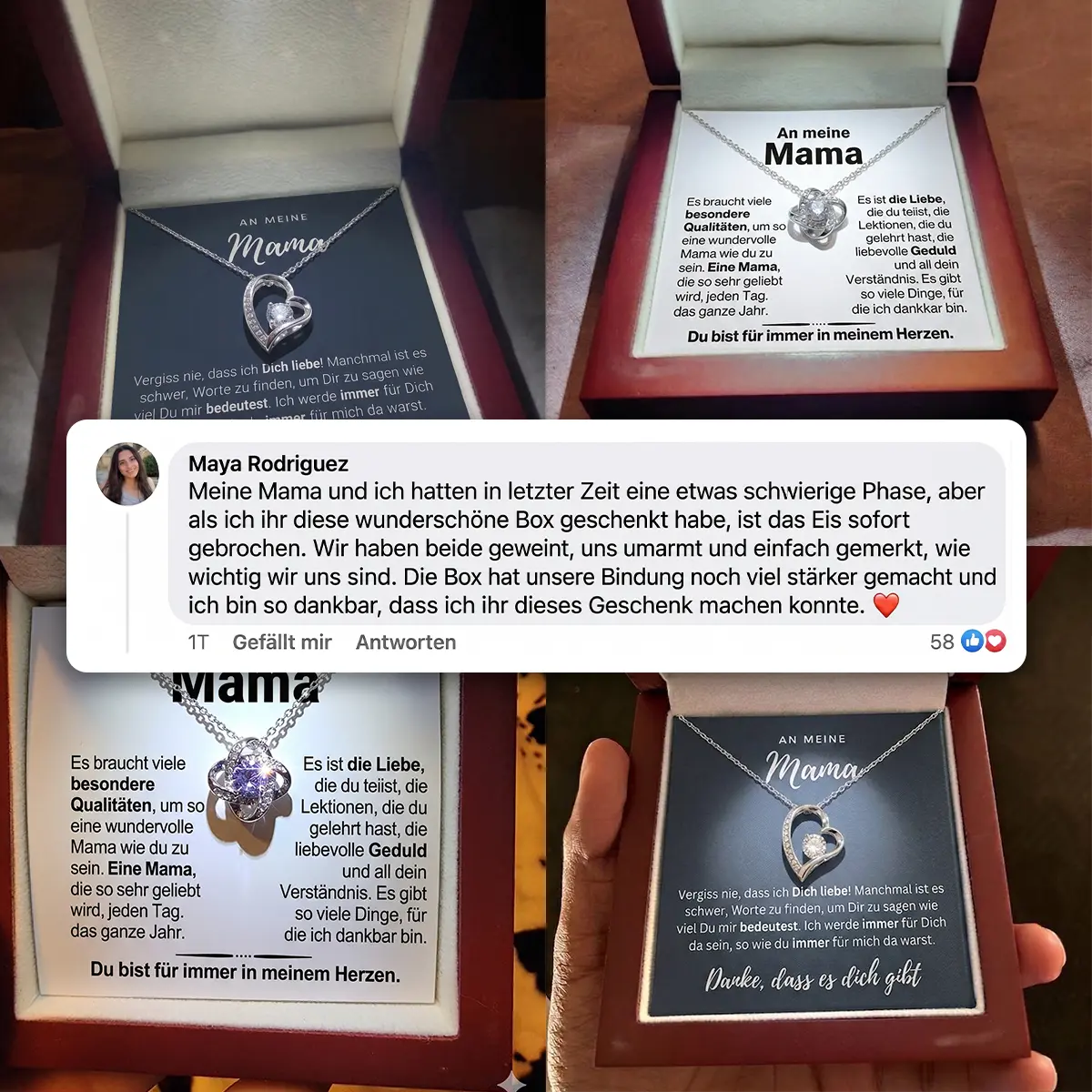 Infinity-Kette für Mama im Mahagoni-Lichterkästchen